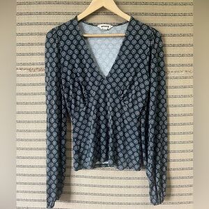 Boden Green Patterned Women's Long Sleeve Top